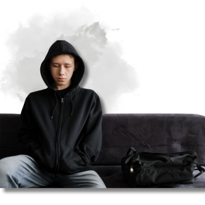 Adolescente con depresión. Sufrimiento y tristeza